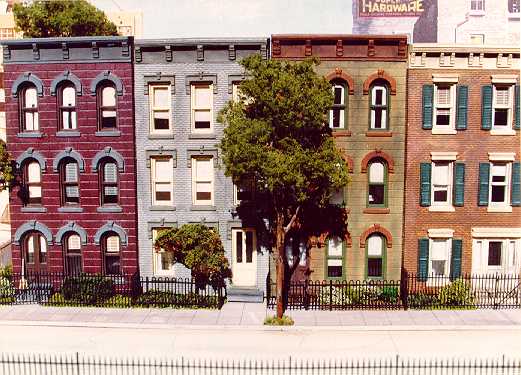 Row houses with blinds